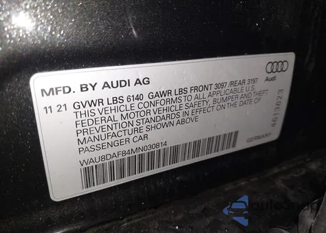 2021 Audi A8 L 55 Tfsi Quattro Tiptronic from USA, damaged, VIN WAU8DAF84MN030814
